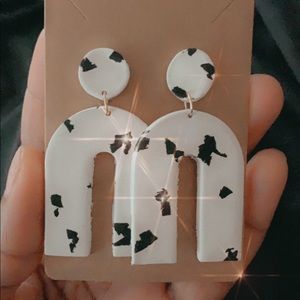 Cow print polymer clay earrings